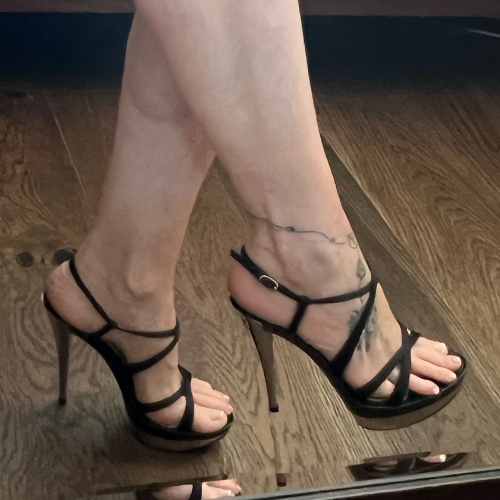 Casadei Pellame Raso Nero Stiletto Strappy Sandals. Size 37/7 - Picture 13 of 14